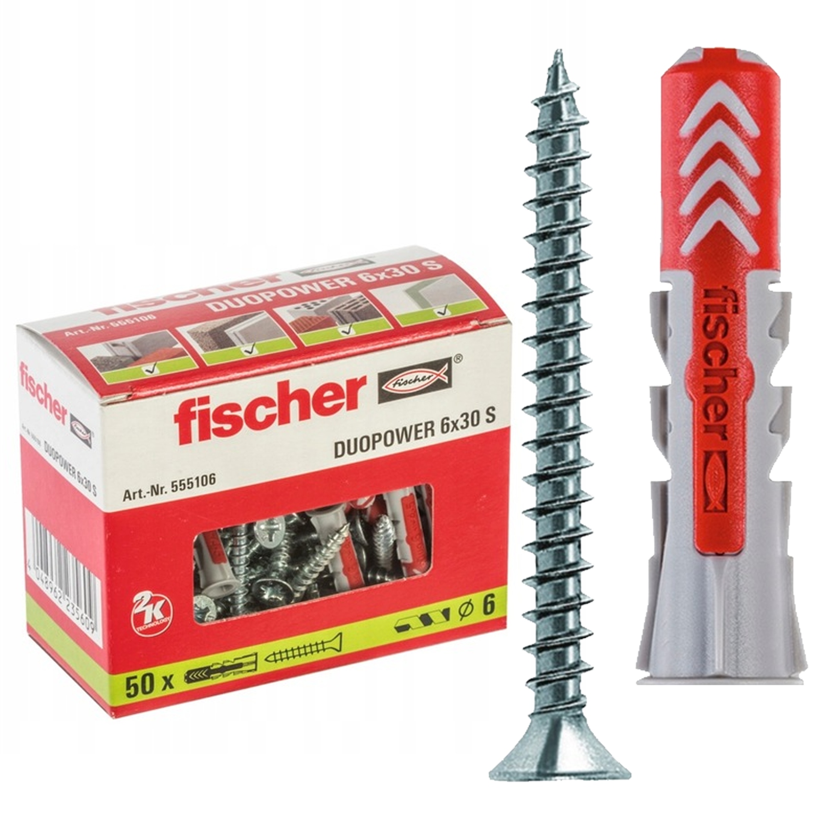 

Kołek Kołki Wkręty Duopower Fischer 6x30 S 50szt