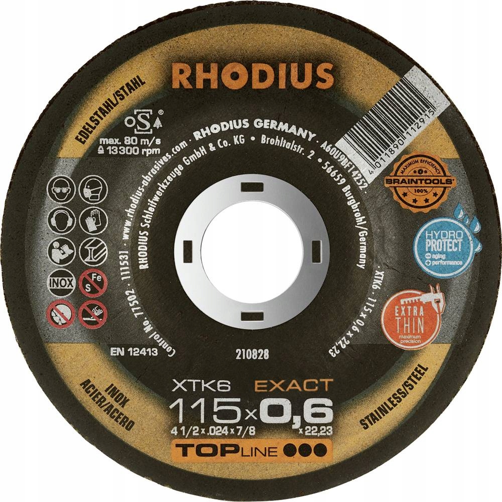 Řezací kotouč zahnutý Rhodius XTK6 Exact Box 211301 115 mm 10 ks