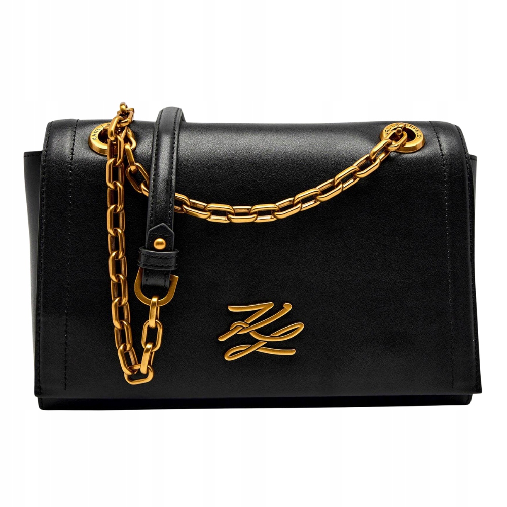 Karl Lagerfeld Černá kožená kabelka přes rameno Autograph