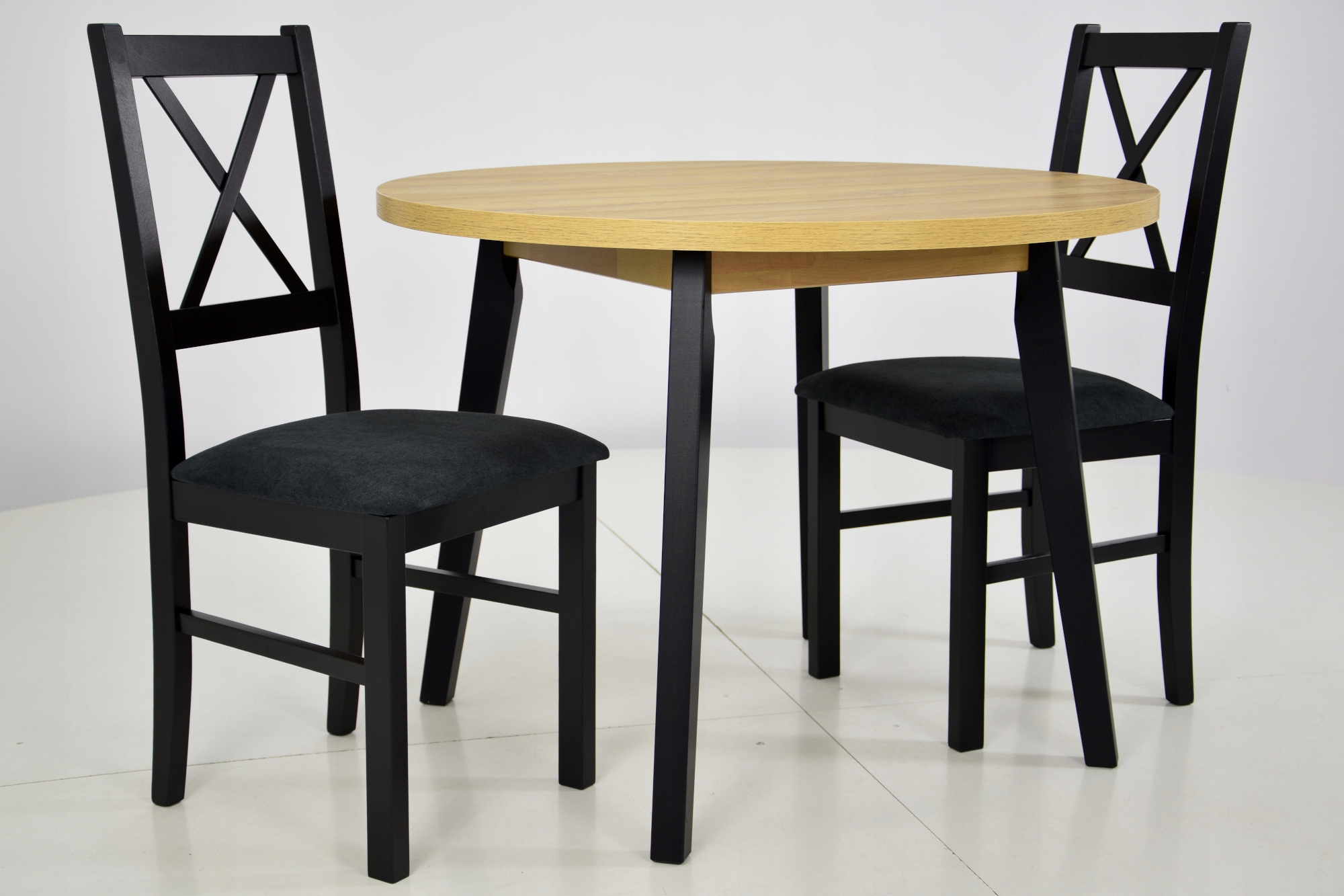 2xkrzesło + stół OKRĄGŁY do kuchni RÓŻNE KOLORY Kolor korpusu stołu czarny