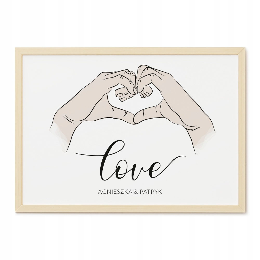 

Plakat A3 Do Domu Para Love Sypialni Dłonie Imiona