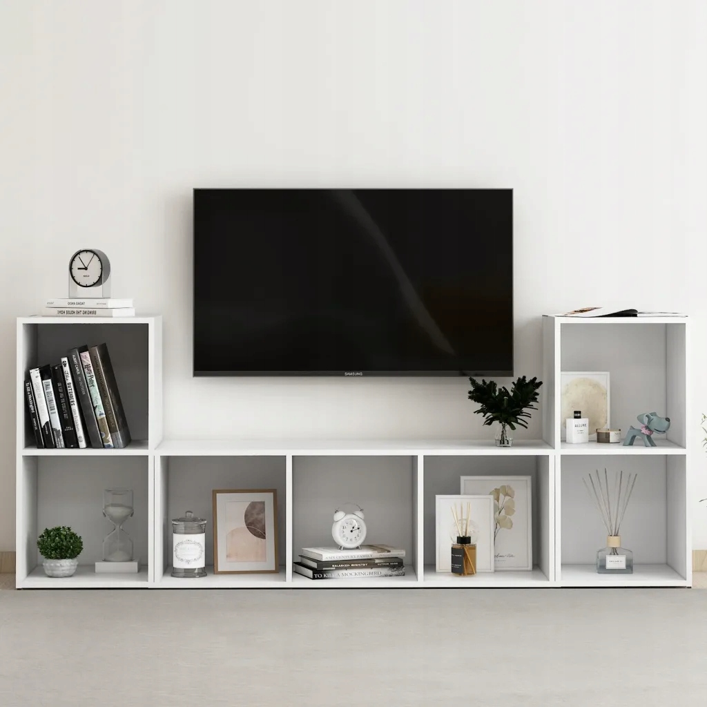 3dílný set Tv skříněk bílý dřevotříska Bílá 3080015