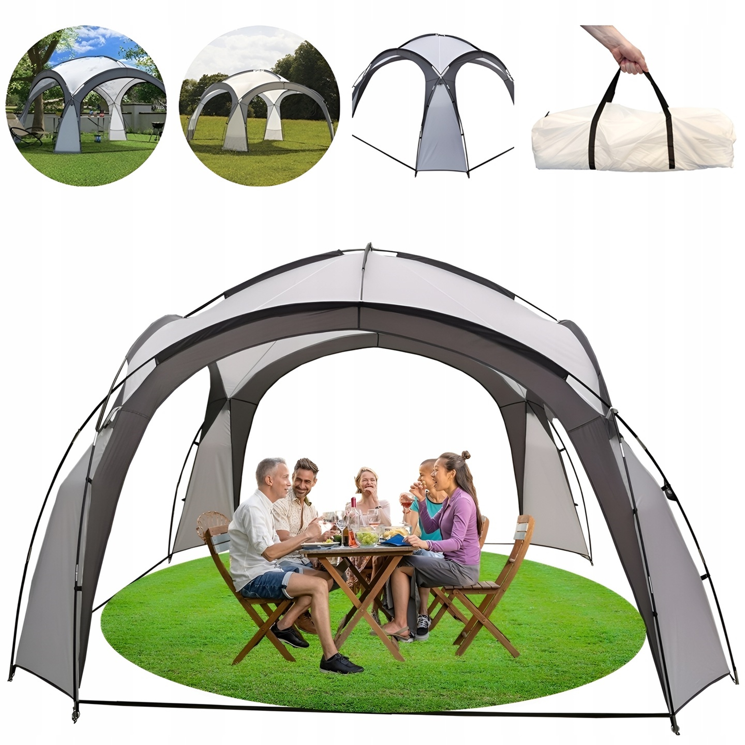 Namiot Pawilon Ogrodowy Eventowy Handlowy Imprezowy Na Piknik Torba Szary