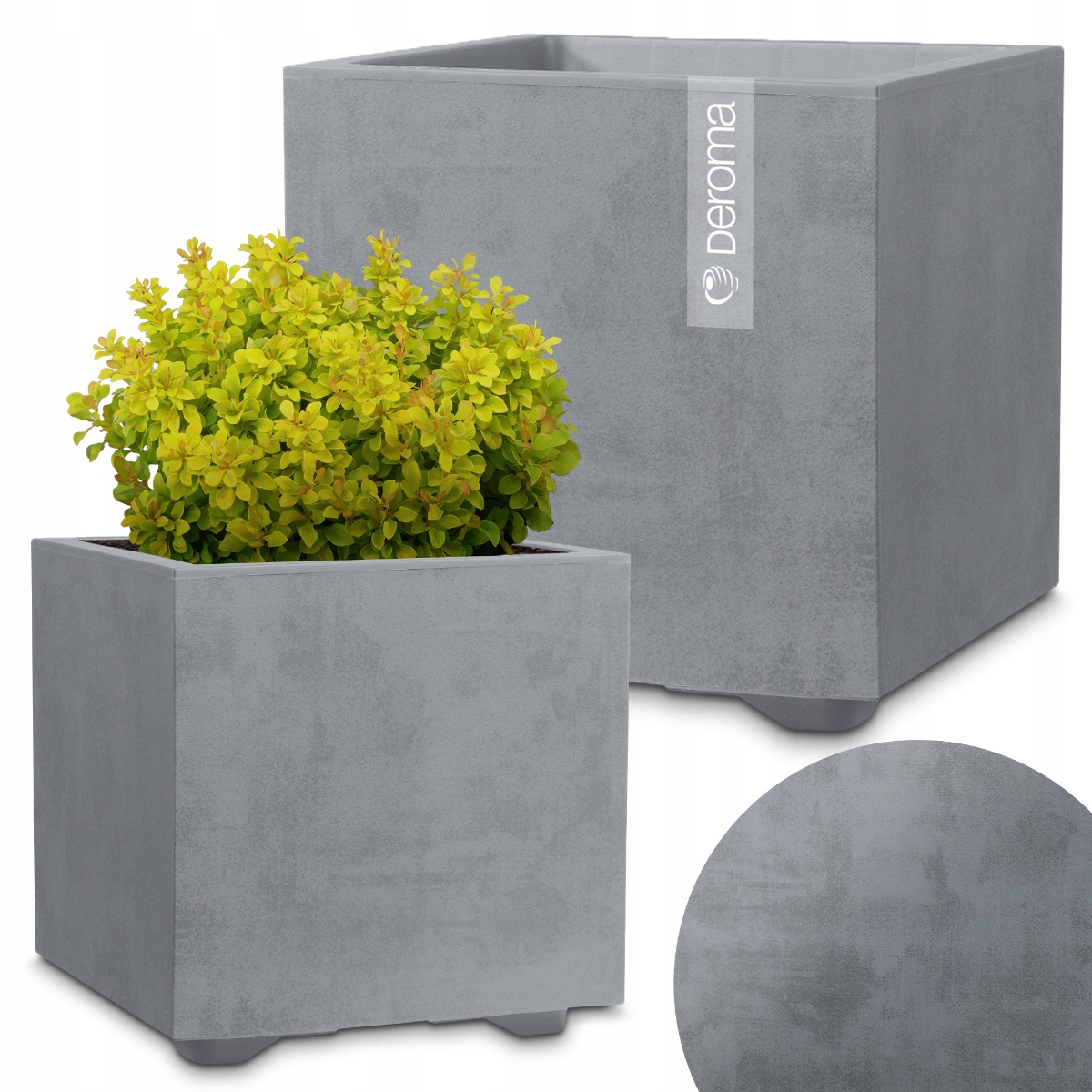 Donica Doniczka Kwietnik Deroma Efekt Betonu 25CM Cubo Millennium Szara