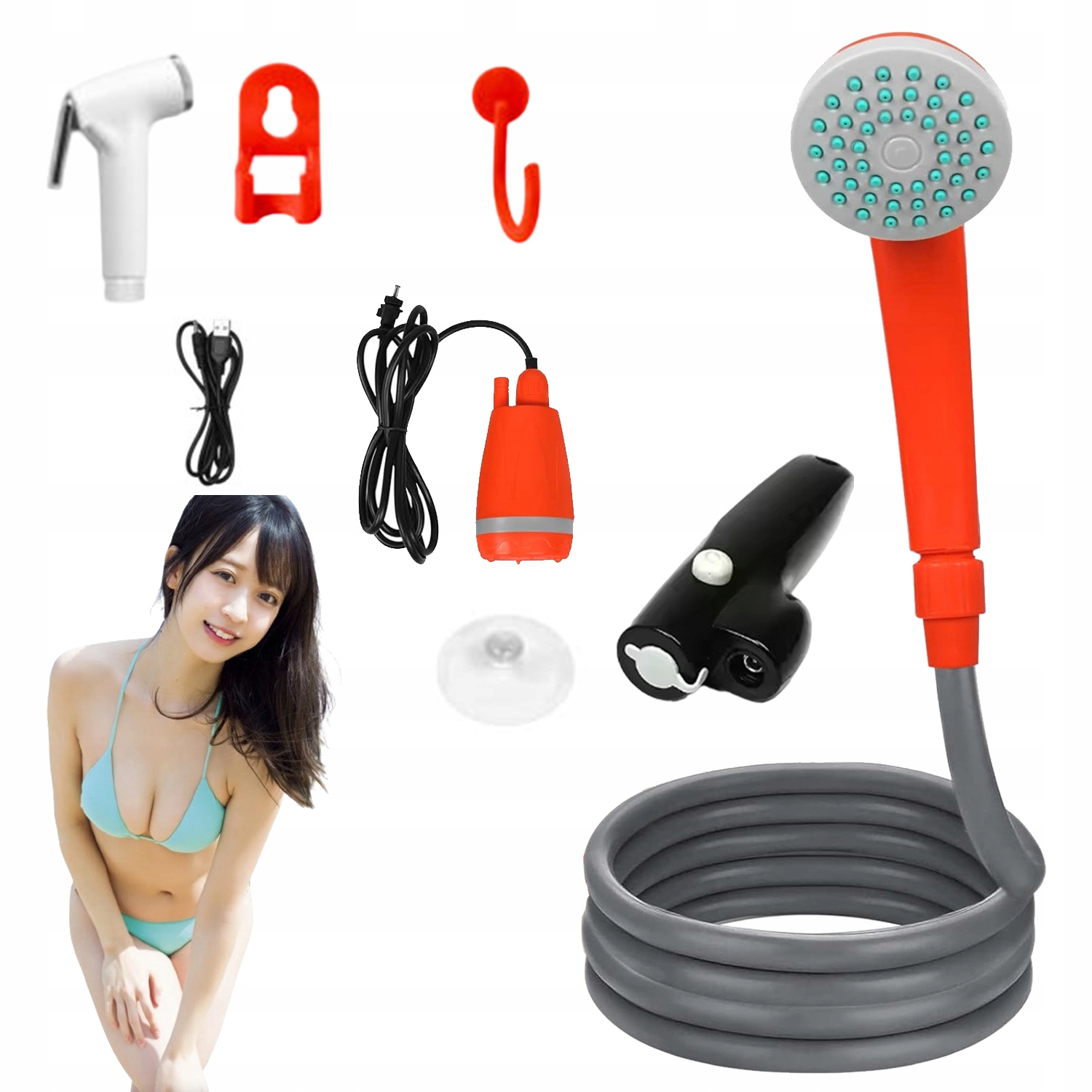 Přenosná Sprcha S Přísavkou A Háčkem 2200MAH Usb 20W 3 L/min