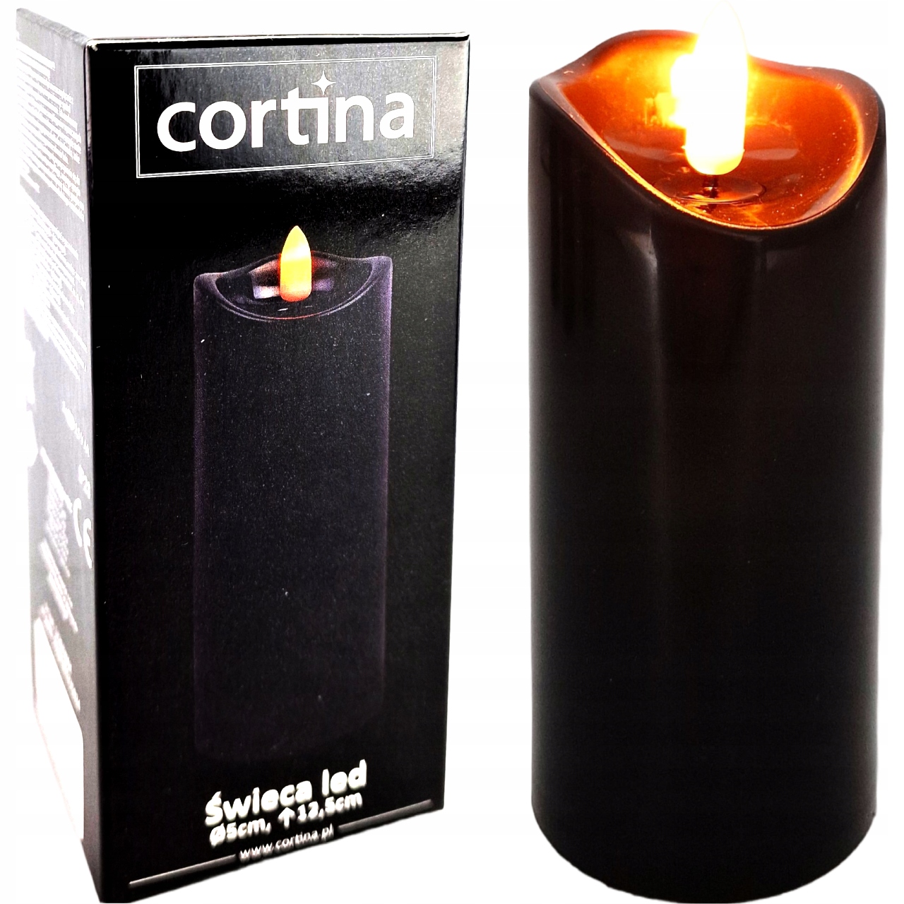 ŚWIECA WKŁAD LED DO ZNICZY 12.5CM - BLACK