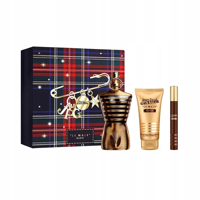Set Jean Paul Gaultier Le Male Elixir 125ML Shower Gel 75 ML Parfum 10ML