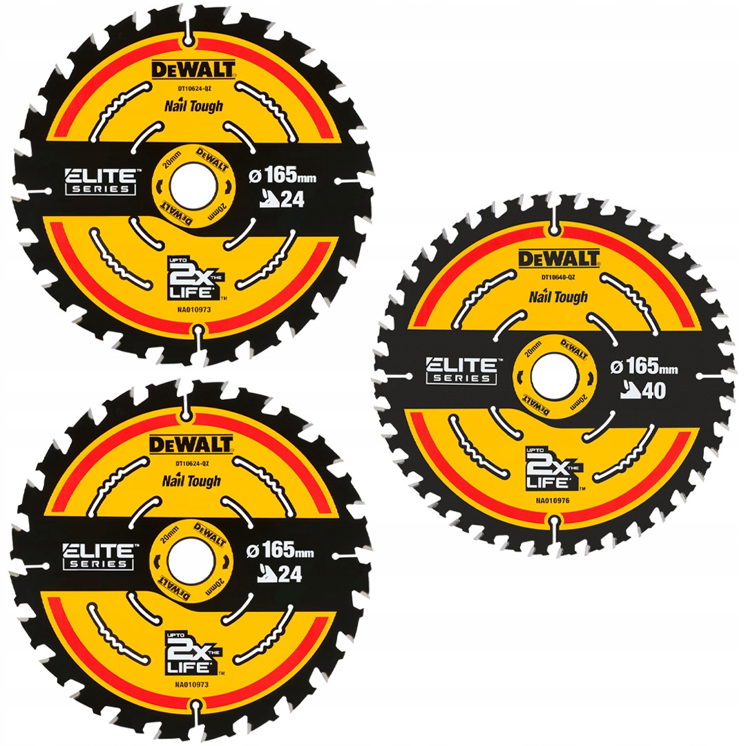 3x Kotouč na dřevo 165x20 mm Elite DeWALT DT10397