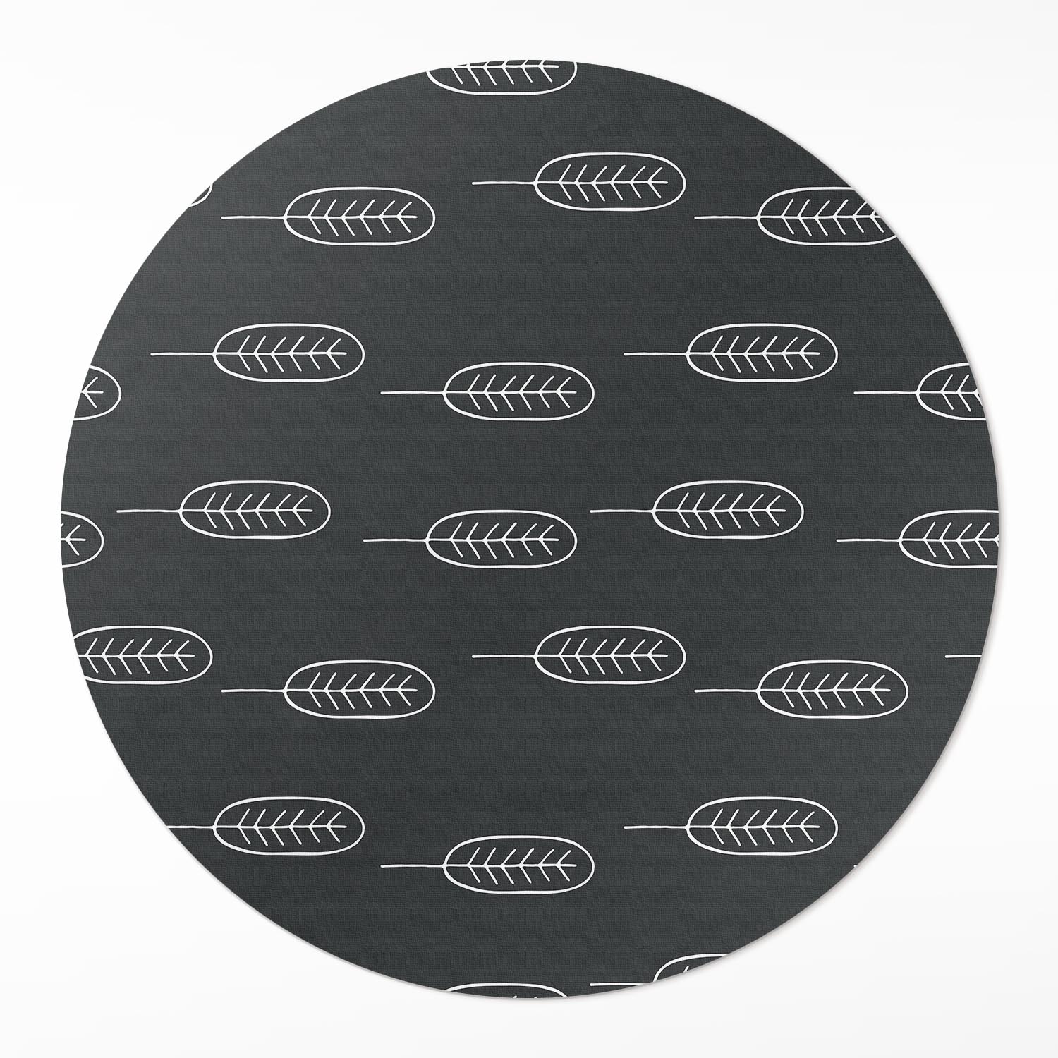 Kulatý Koberec Vinylový S Potiskem fi 50 cm Minimalistické listy boho