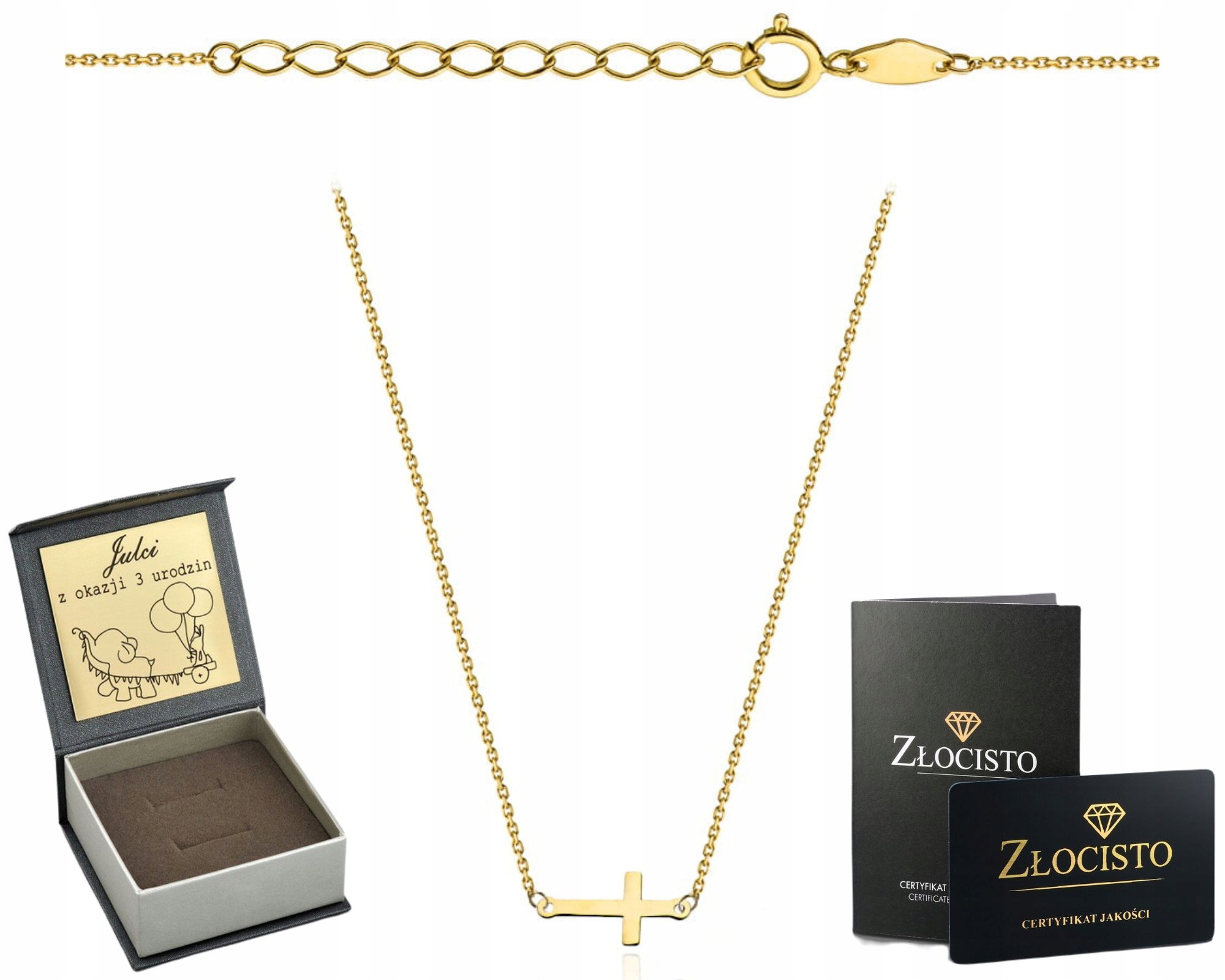 Zlatý Náhrdelník Křížek Dárek Věnování Gravírování