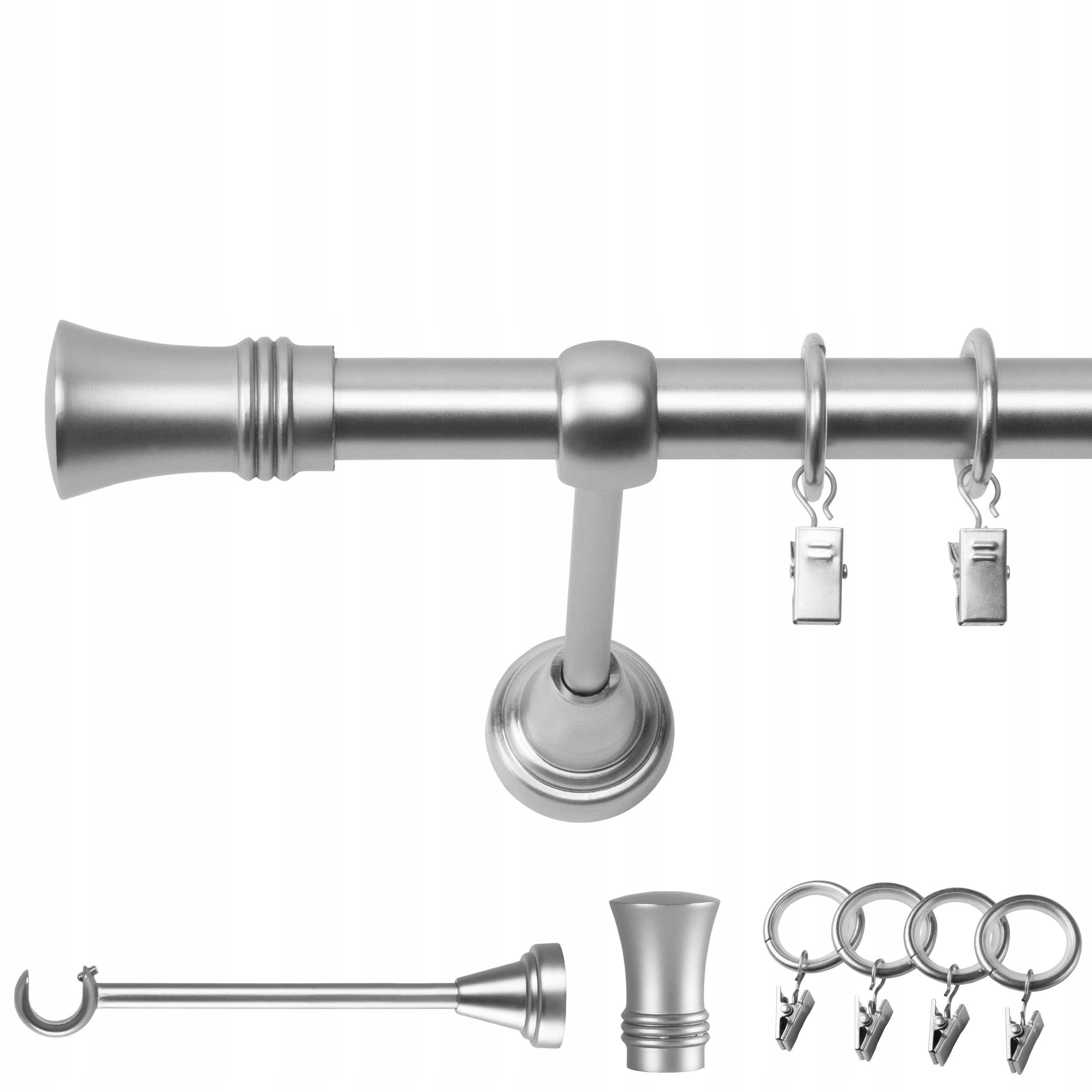 Garnýž Kovový Jednoduchý 320 CM 19 MM Chrom Mat Prince Kolečka Na Žabky