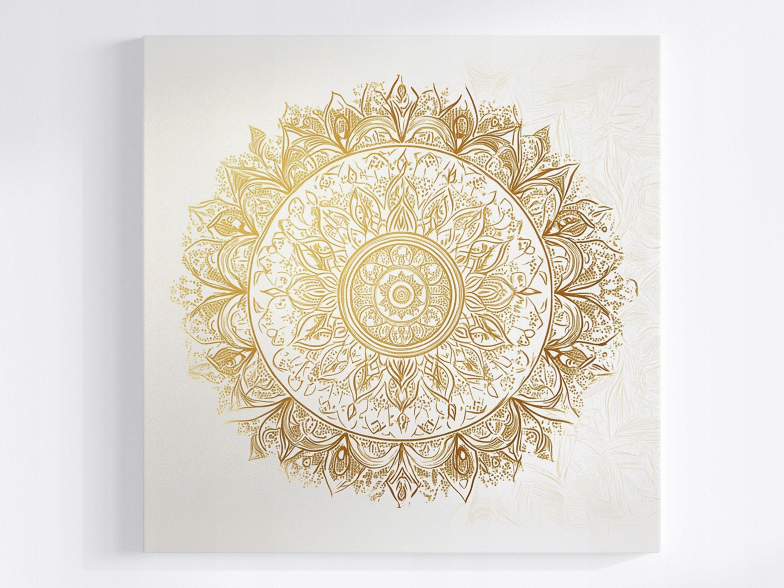 Obraz Na Plátně Canvas Mandala Bílá Zlato Harmonie Wellbeing Zen 60x60