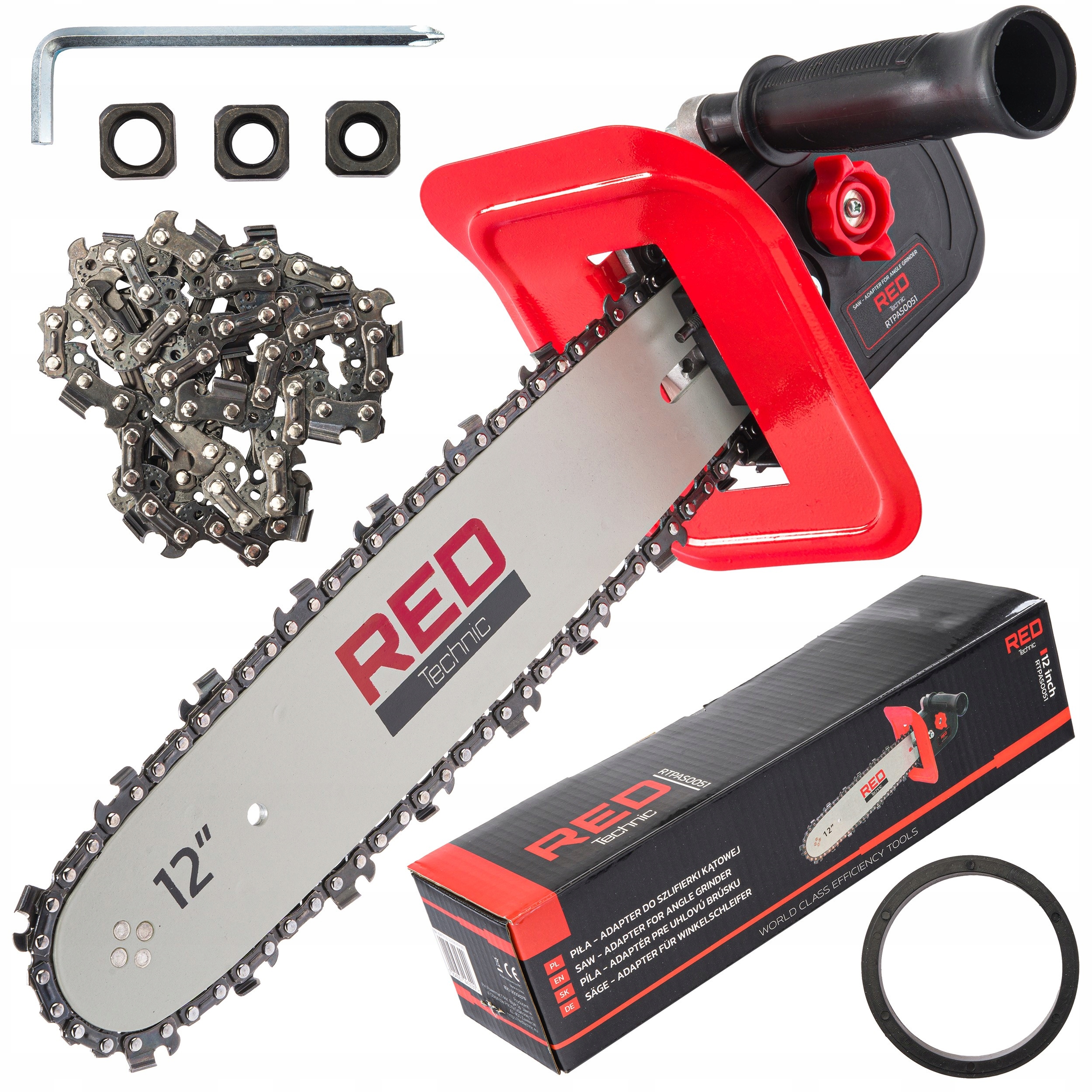 PRZYSTAWKA PIŁA ŁAŃCUCHOWA ADAPTER DO SZLIFIERKI KĄTOWEJ 12" Z UCHWYTEM Prędkość łańcucha 22.1 m/s