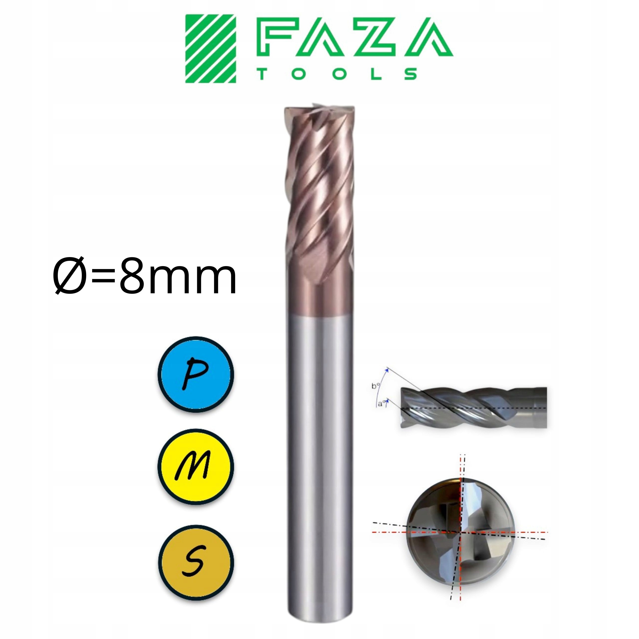HardCoreCut-8x20-60-8 Frez Vhm węglikowy fi 8mm Faza Tools 55HRC