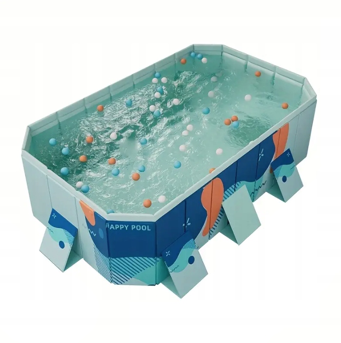 Duży Składany Basen Ogrodowy dla dzieci prostokątny solidny 260x145x50