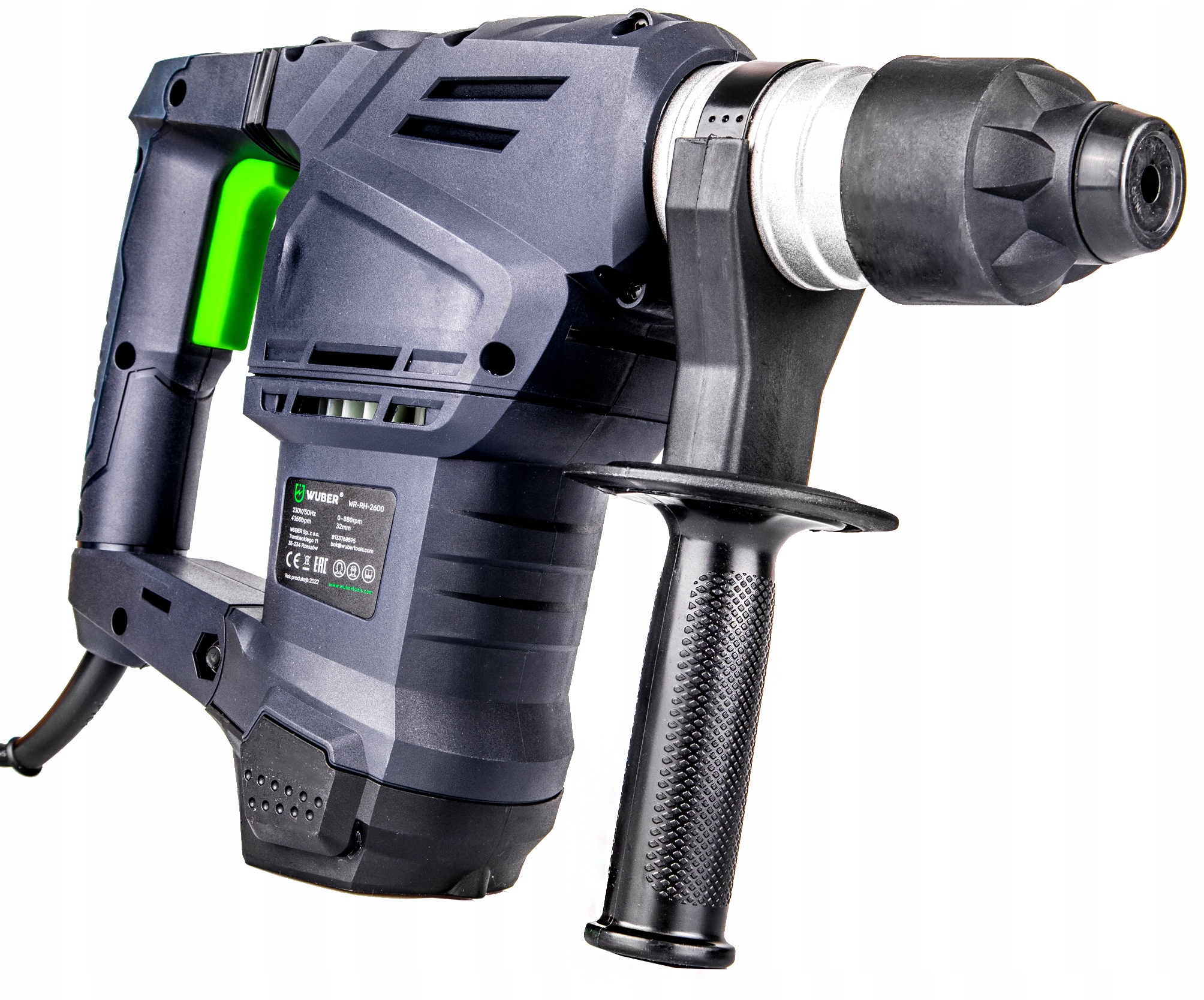 MŁOTOWIERTARKA MŁOT UDAROWY WUBER 2600 WIERTARKA SDS+ WALIZKA + DŁUTA Maksymalna moc 2600 W