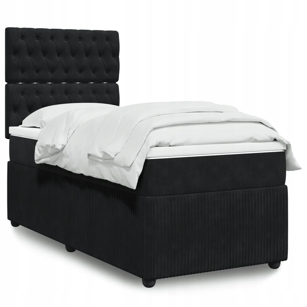 Box spring postel s matrací černá 100x200 cm samet Černý 3294570