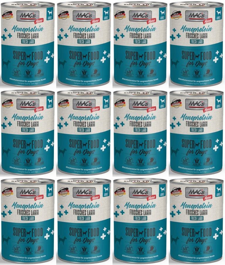 Levně MAC's Pes Monoprotein Jehněčí 12 x 400 g