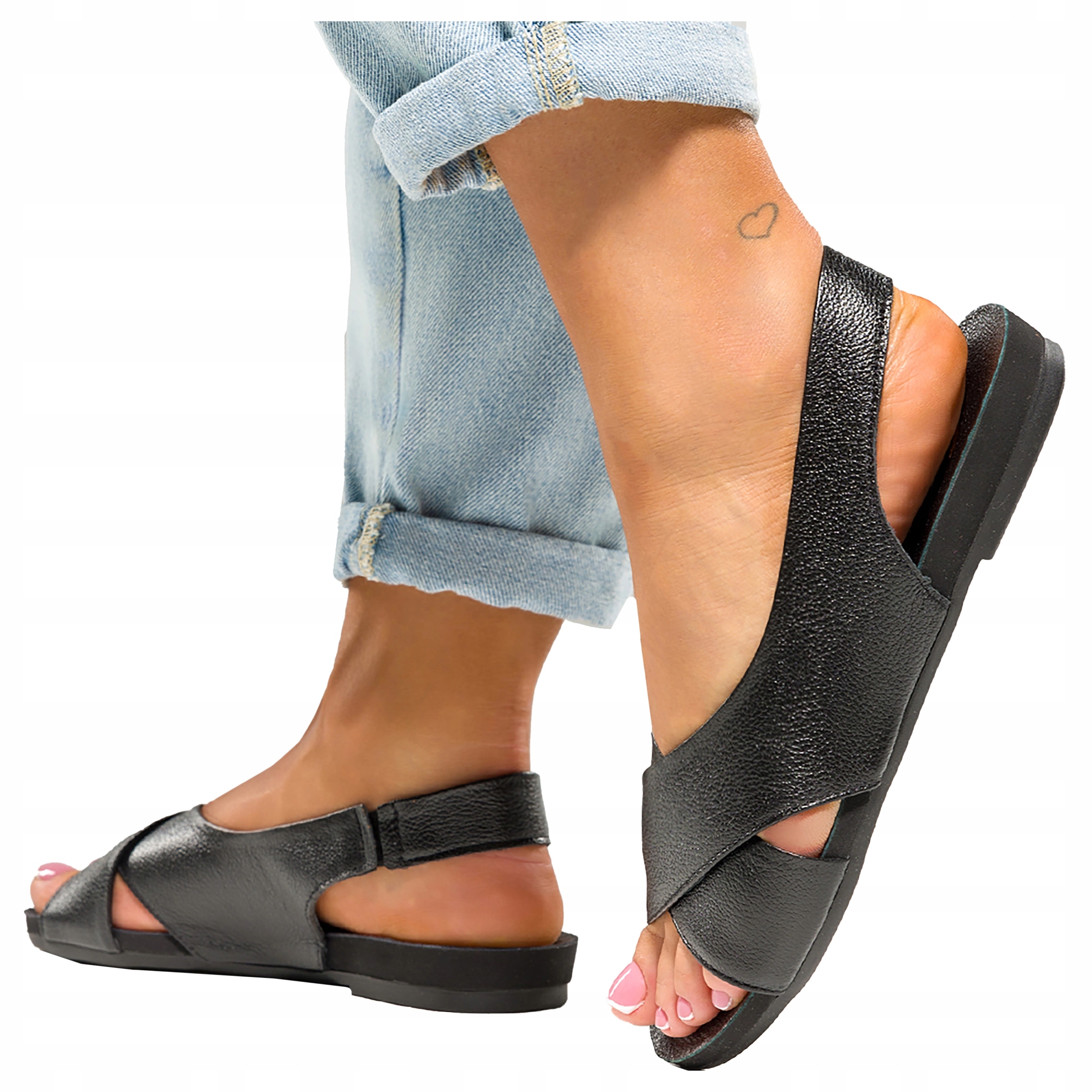 Dámské Kožené Sandály Plochá Podrážka Módní Pásky Na Kříž Lehké vel. 38