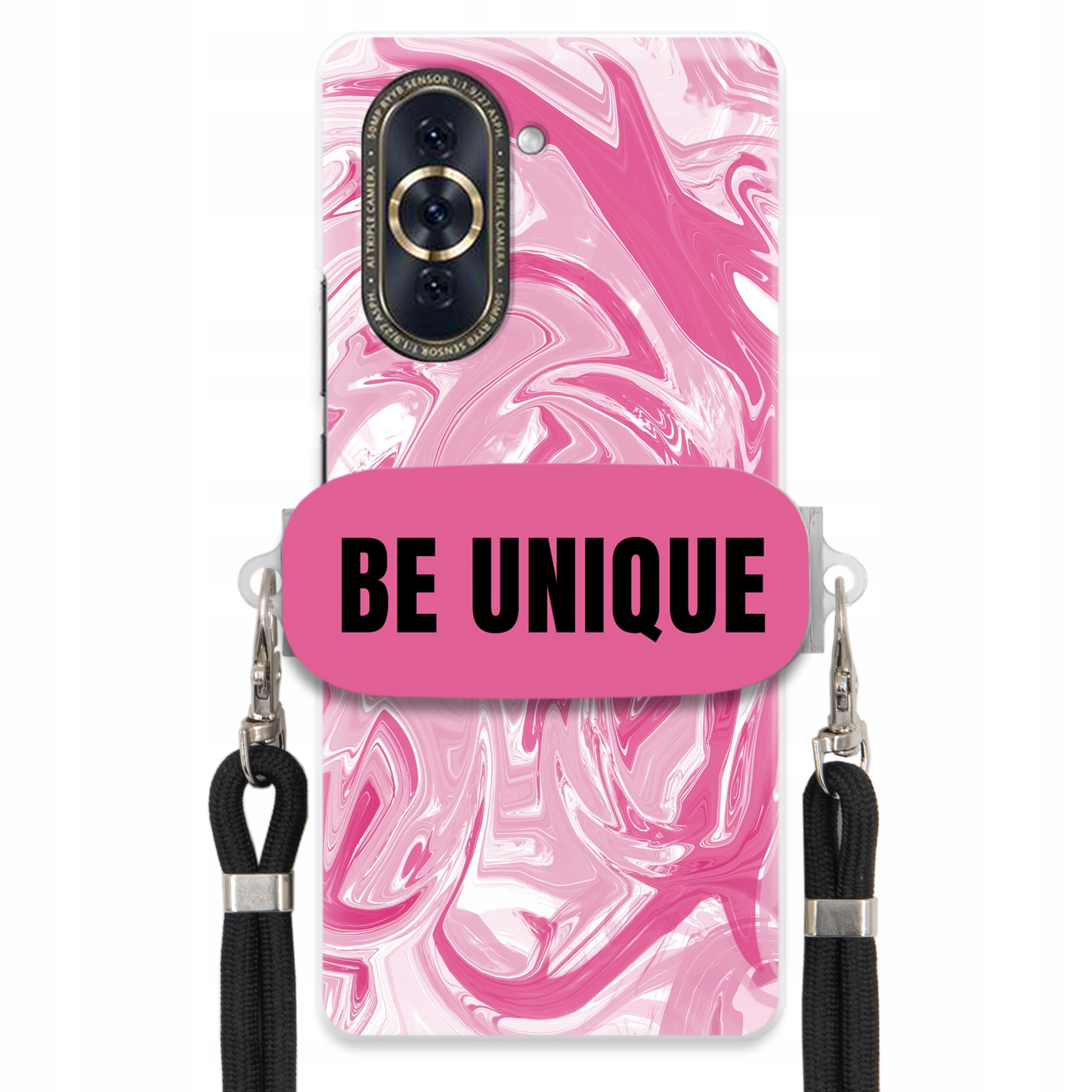 Puzdro pre Huawei Nova 10 Case držiak na šnúrku Čierna Ružová Mramor Be Unique
