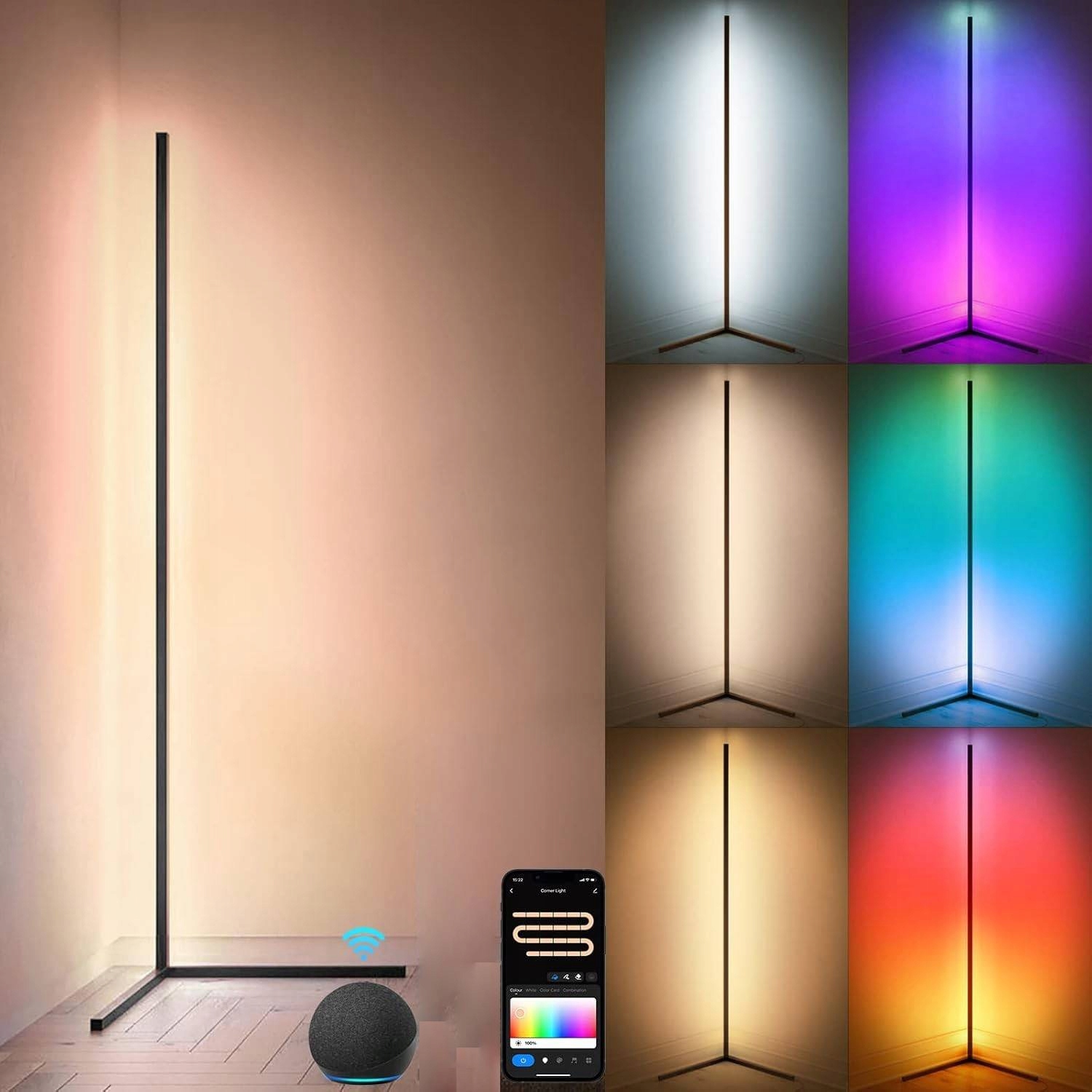 Led podlahová lampa rohová Bluetooth nastavitelná Rgb