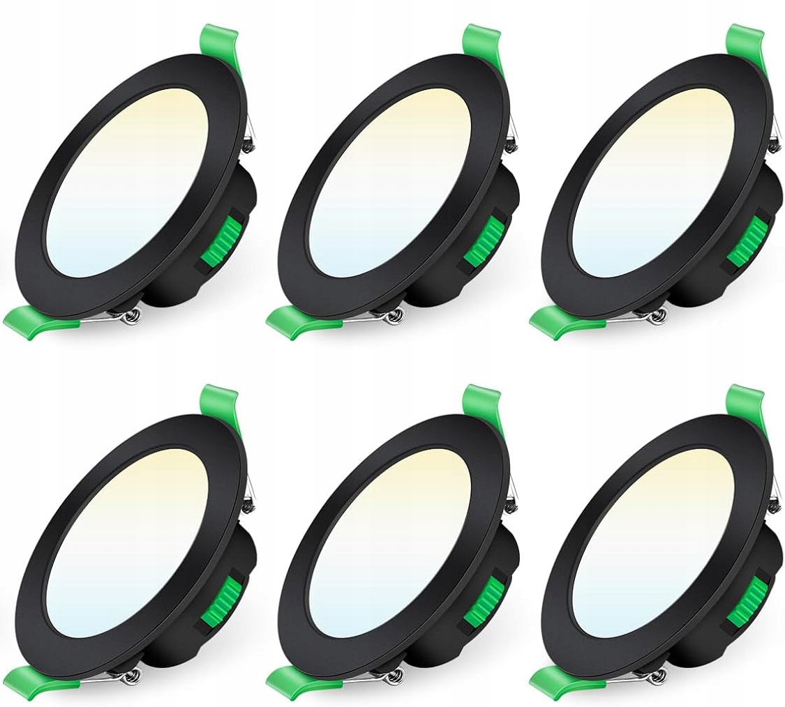 Alusso Reflektor 7W Led 3 farby, nastaviteľný, IP44, 6 ks, čierny