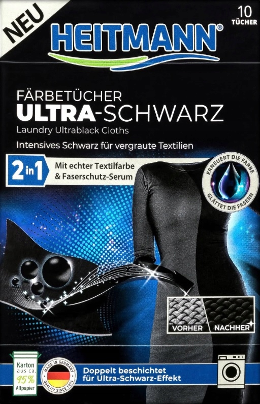 

Heitmann Chusteczki przywracające czerń 10 prań De
