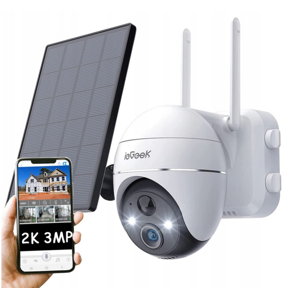 2K KAMERA SOLARNA ZEWNĘTRZNA OBROTOWA IP WIFI 4x ZOOM na 9000MAH Baterie