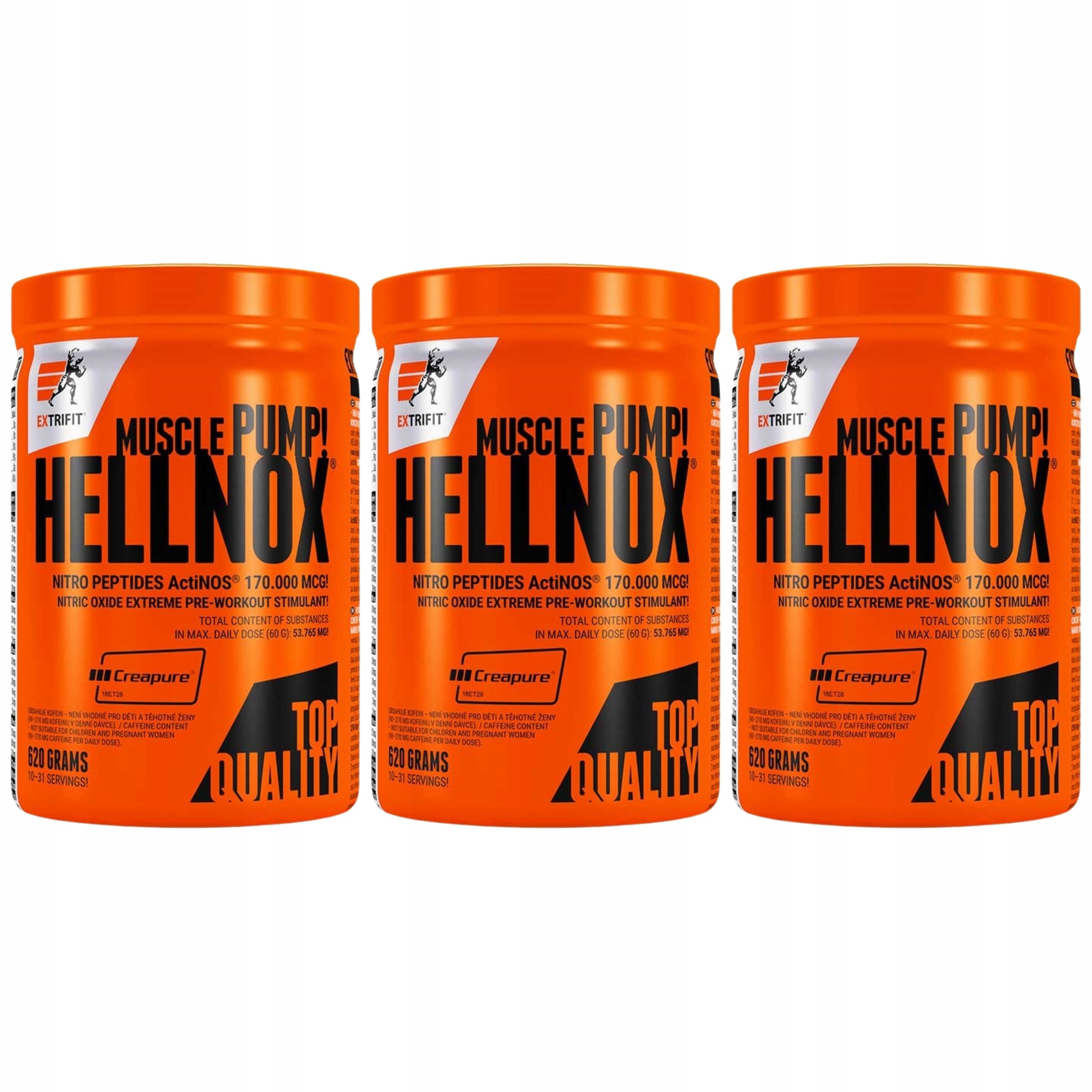3x Předtréninkovka HellNOX Bcaa Kreatin Citrulin Arginin Extrifit