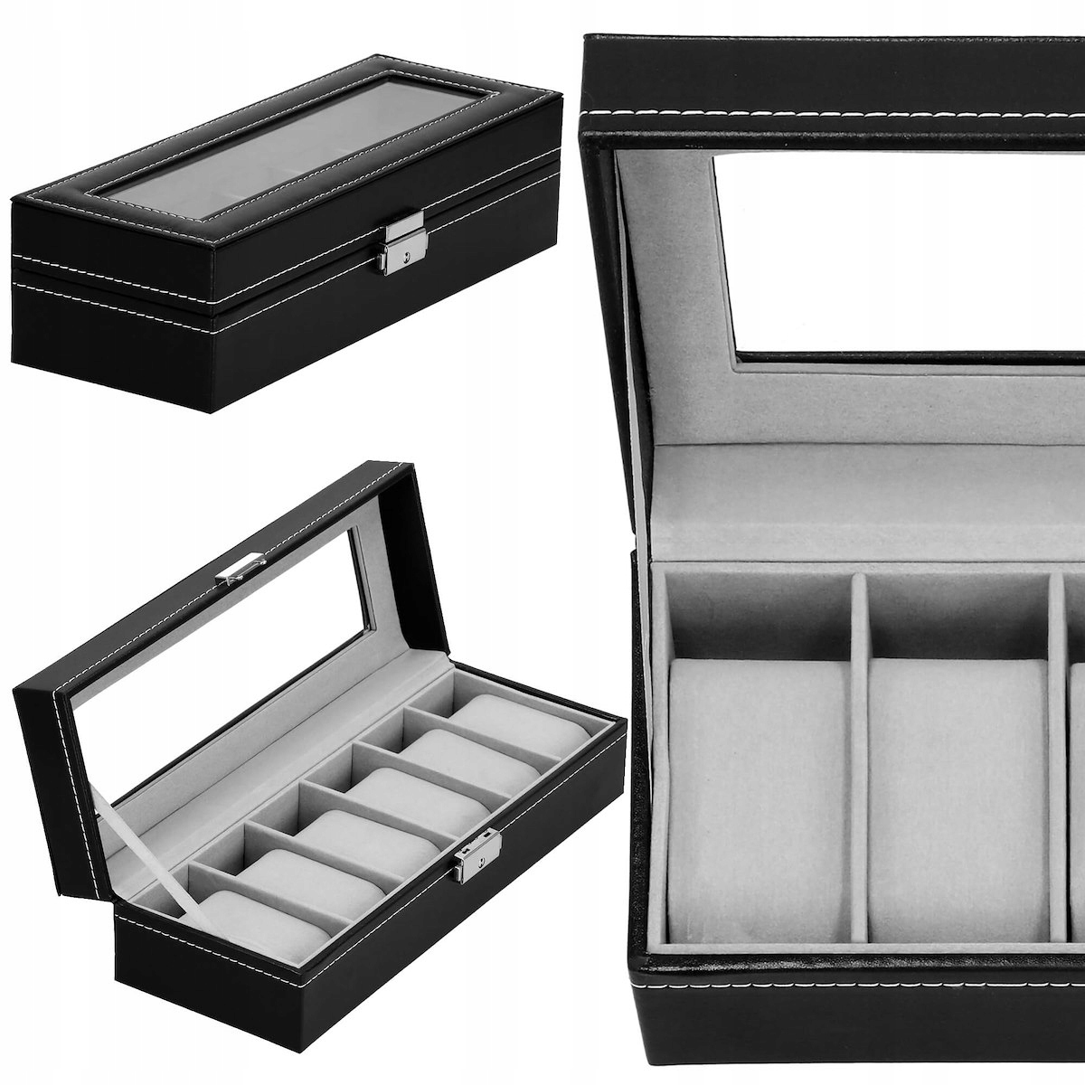 

Szkatułka Na Zegarki Etui 6szt Organizer Pudełko