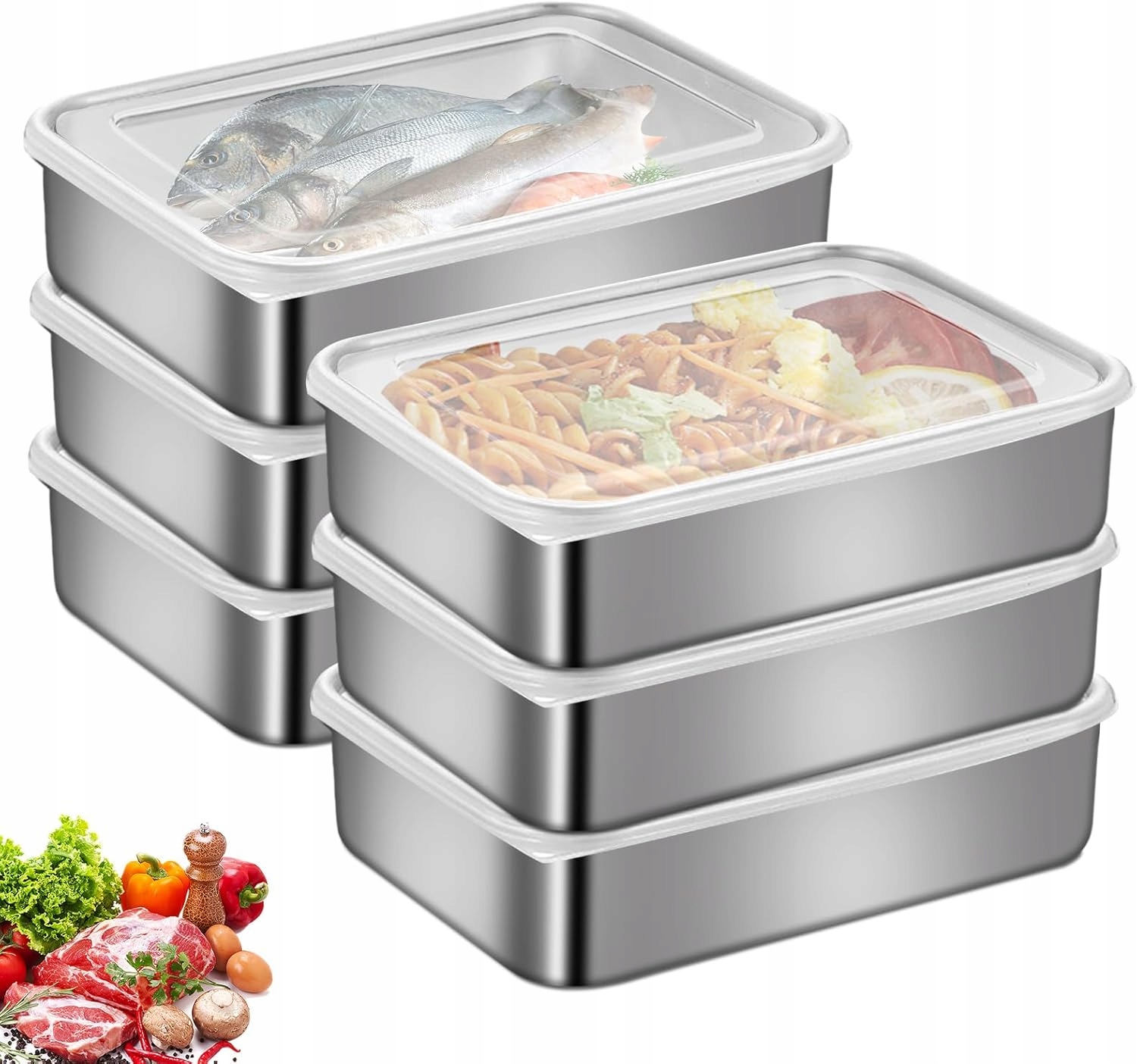 6 x Ekologický Lunchbox s dvojitým zapínáním z nerezové oceli Bezpečný