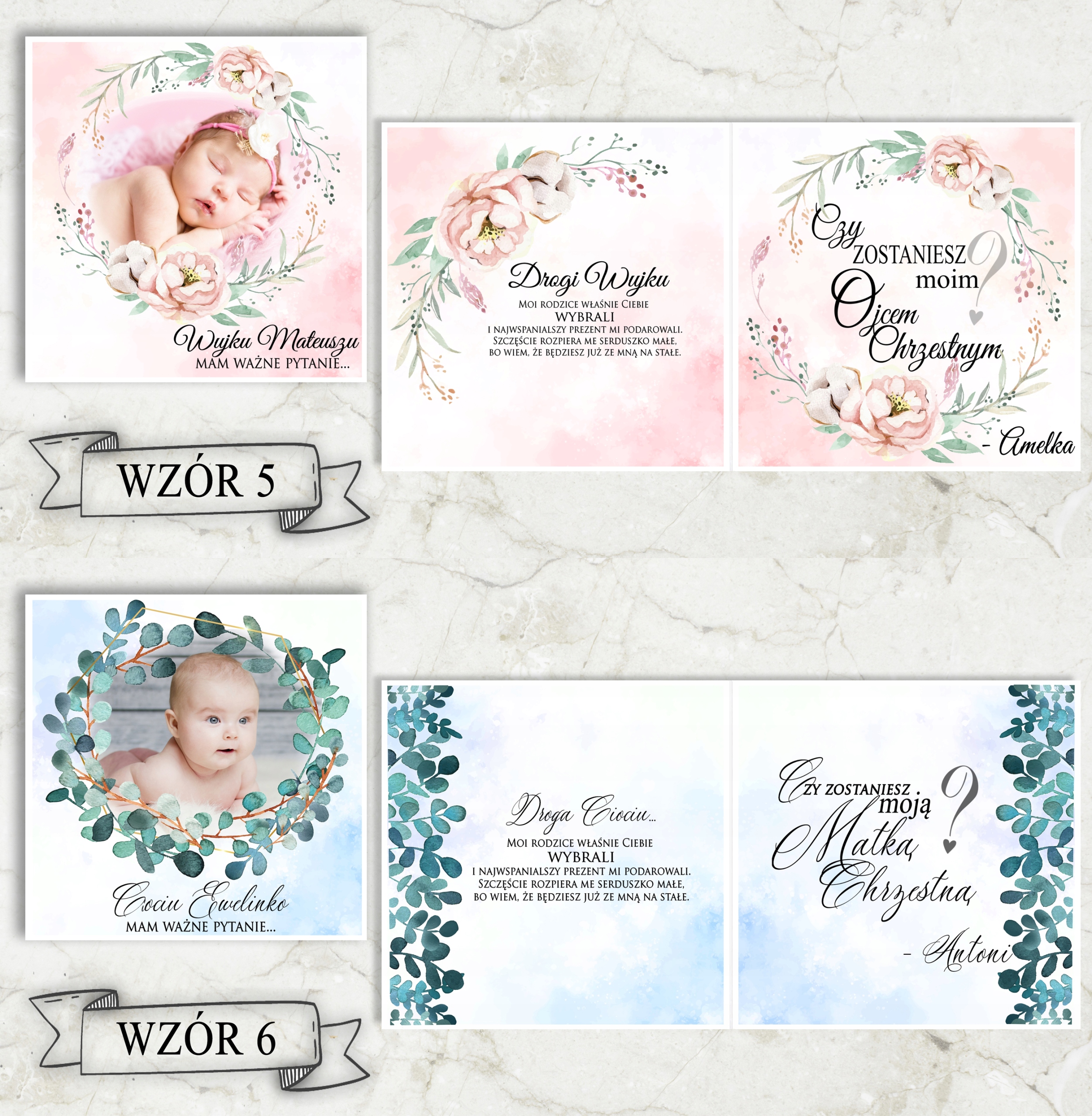 Zaproszenie Chrzest Św ze zdjęciem dla Chrzestnych Rodzaj chrzest