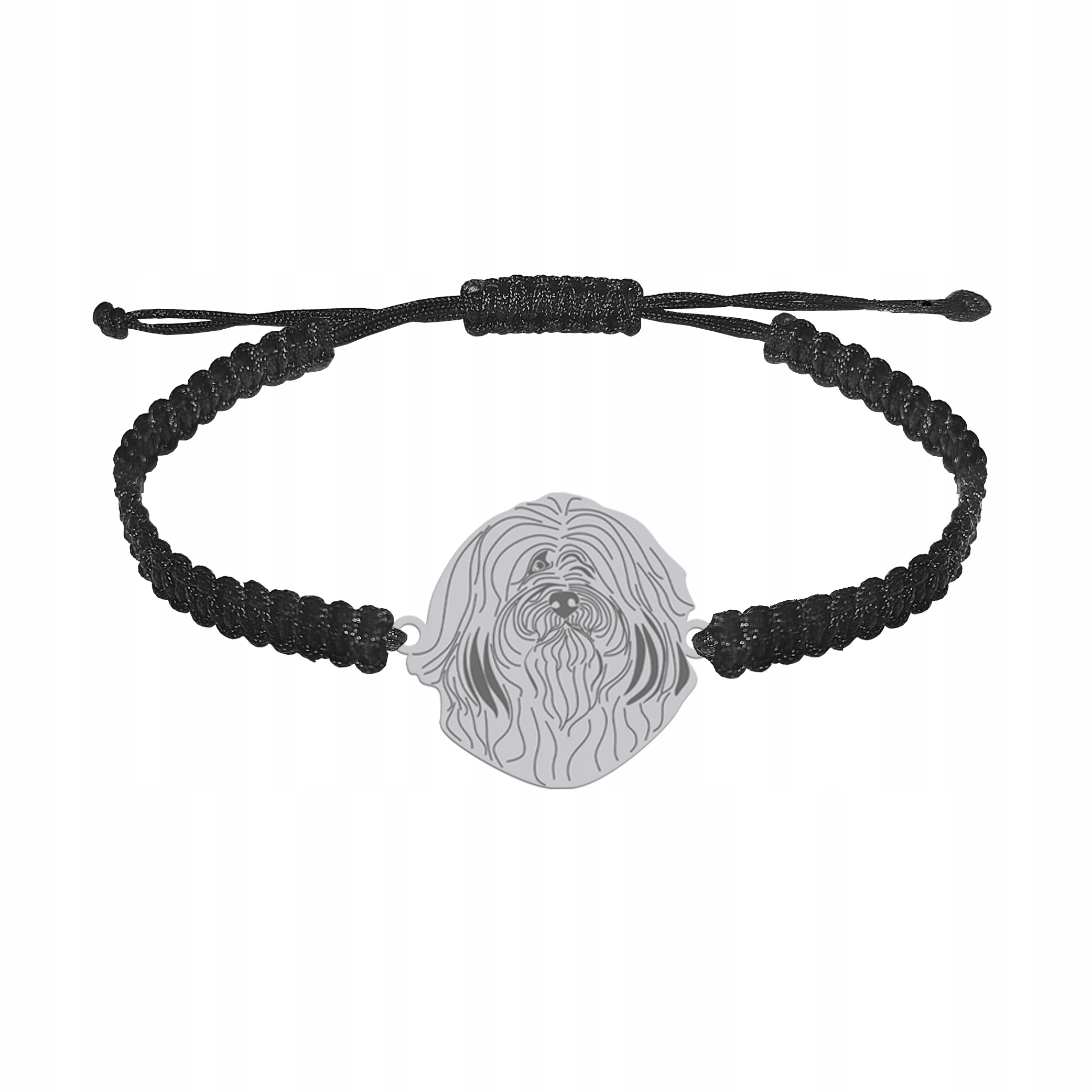 Stříbrný náramek s havanským psem 925 Makramé Gravírování Dedikace Bonus