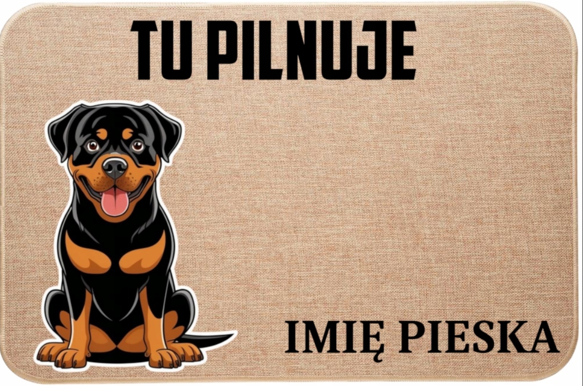 Lněná Vstupní Stěračka Tu Hlídá Jméno Rottweiler
