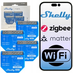 Shelly 1 Gen4 4-pack WiFi relé Zigbee Matter Bluetooth 16A suchý kontakt