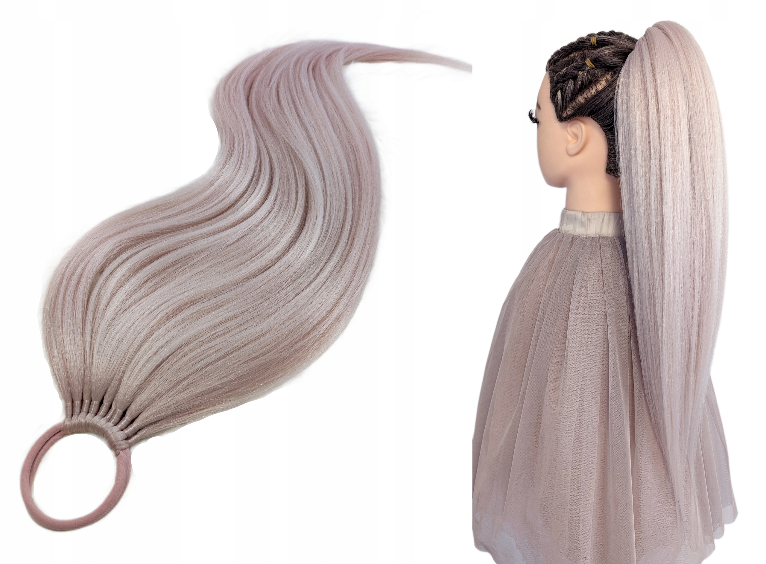 Připínací poník na gumičce, Příčesek, blond růžová, Růžová Blondýnka, 60 cm