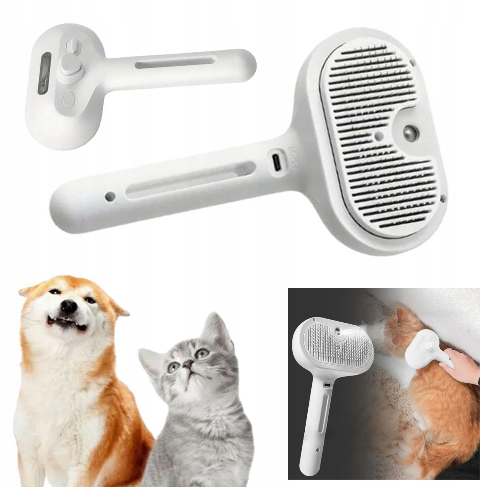 Levně Elektrický Kartáč, Parní Hřeben Pro Úpravu Pesů A Koček, Hydratační Srdce S Usb