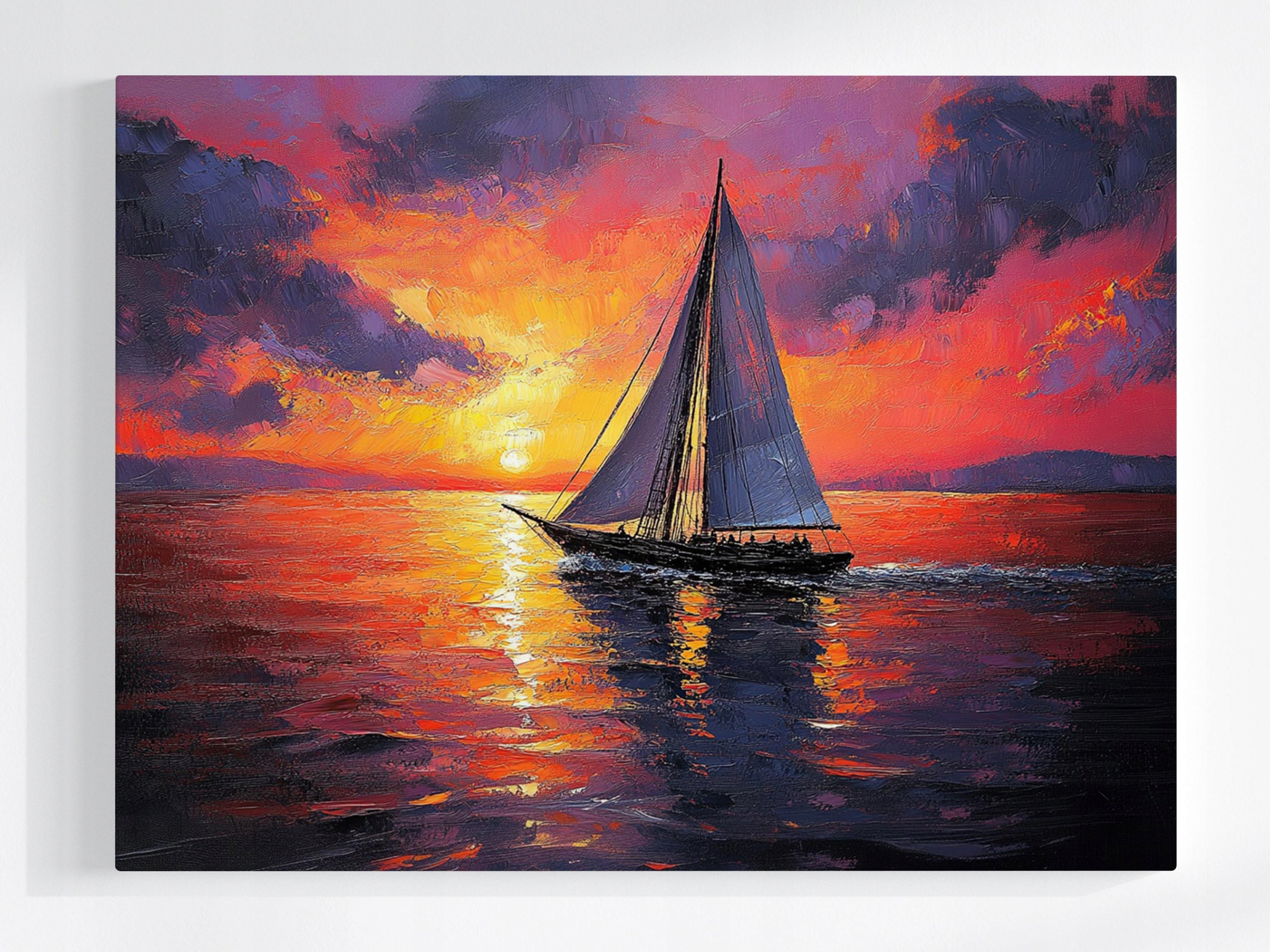 Obraz Na Plátně Canvas Voda Moře Loď Plachetnice Jachta Slunce Západ 80x60