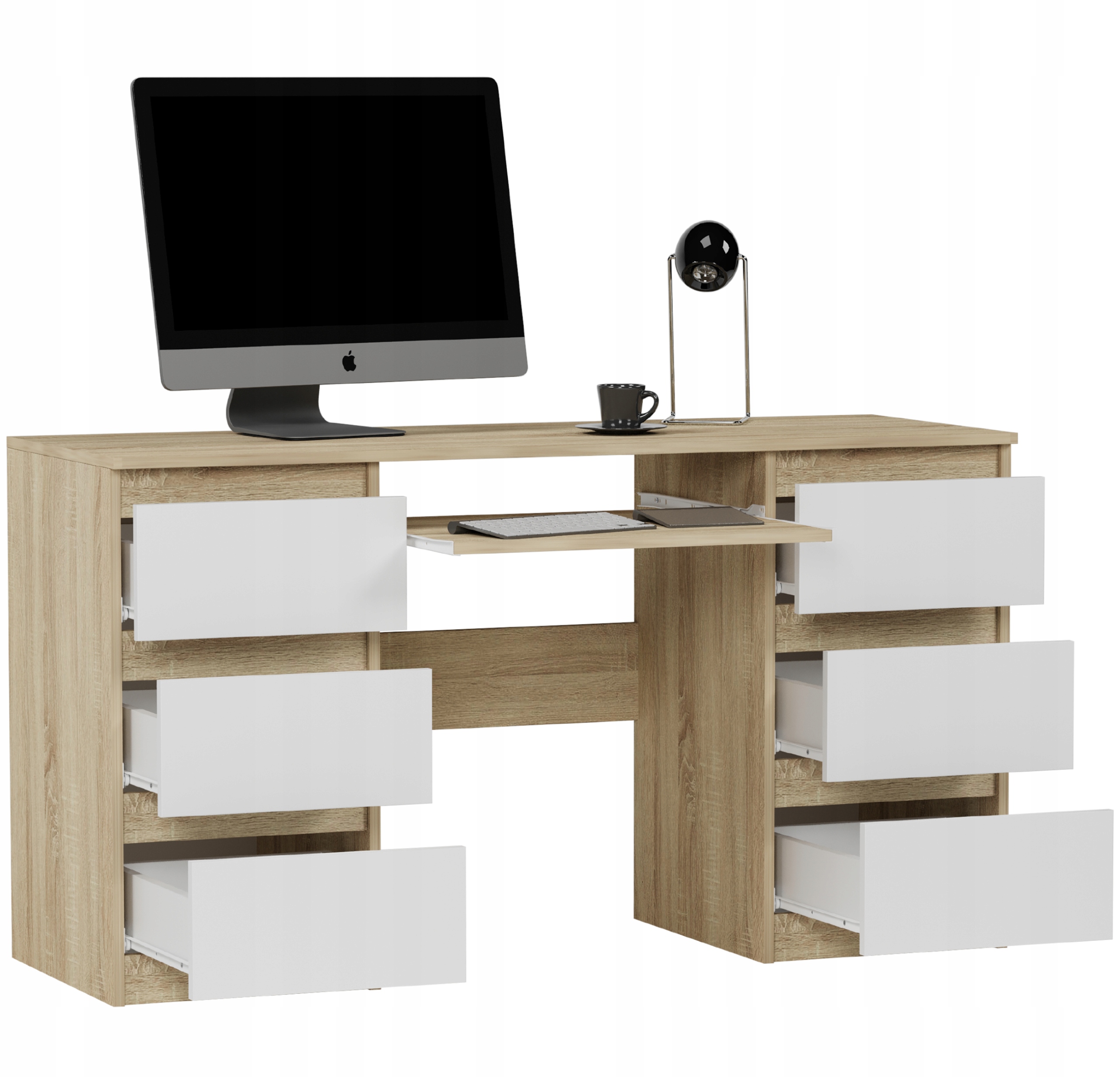 Meble Biurko komputerowe 6sz 135cm sonoma mix N32