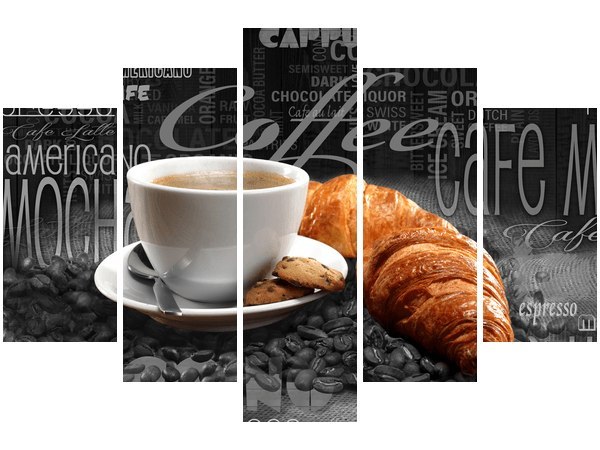 100cm 150cm obraz 5 elem Czarna kawa ścienny druk cyfrowy