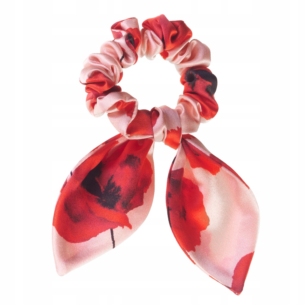 ALMANIA jedwabna gumka z uszkami do włosów - maki