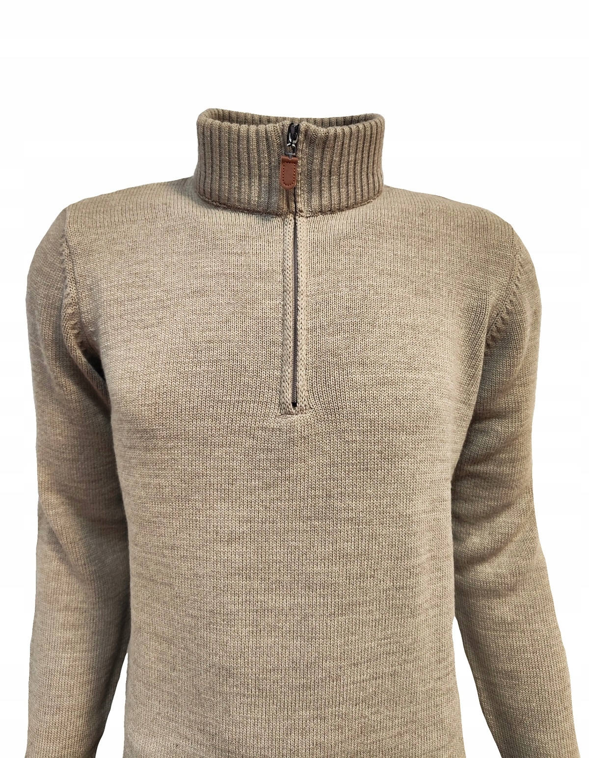 SWETER MĘSKI KRÓTKI ZAMEK STÓJKA CAMEL XXL Rozmiar XXL