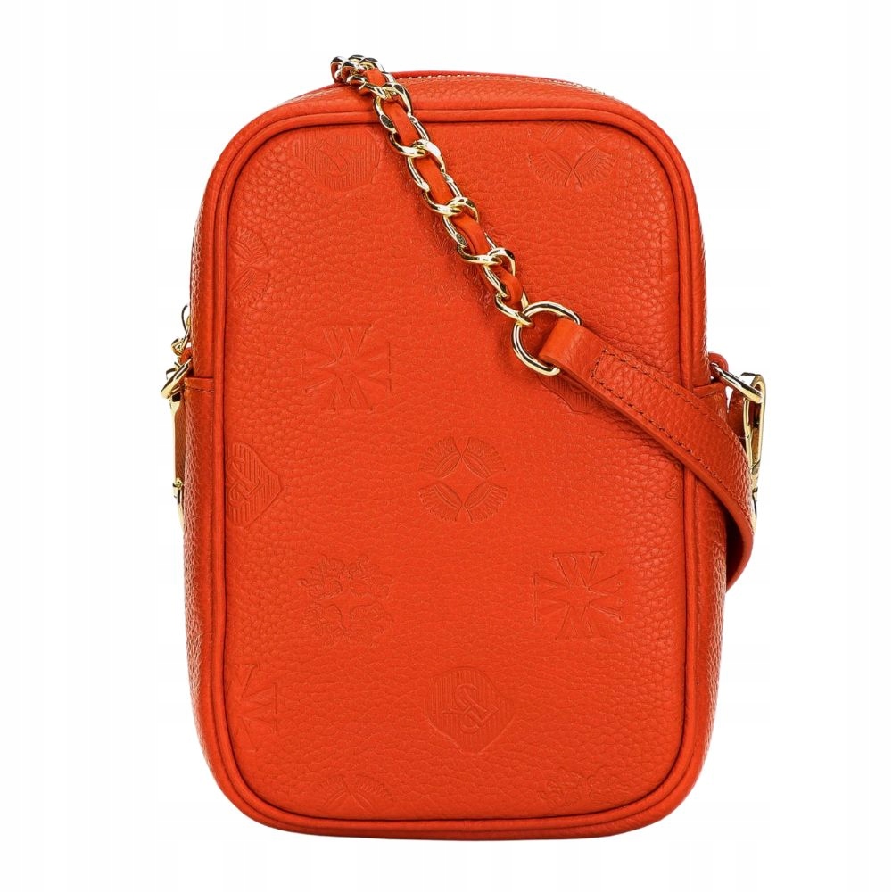 Oranžová kožená mini kabelka s monogramem Wittchen 98-2E-601-6