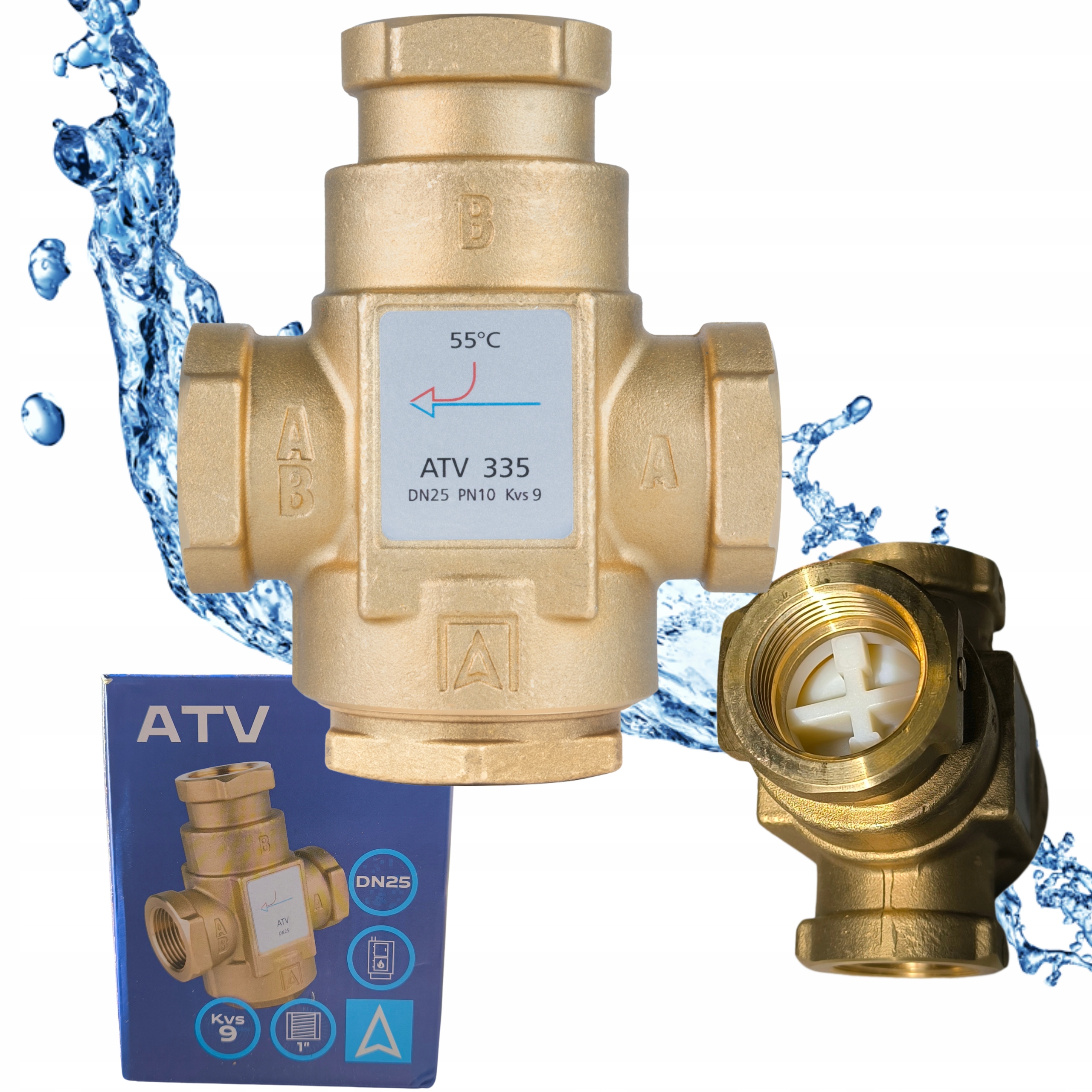 Afriso Atv 335 Zawór temperaturowy DN25 55°C 1" do pieca 1 cal