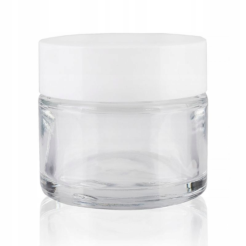 

Słoik szklany bezbarwny 50ml z nakrętką białą