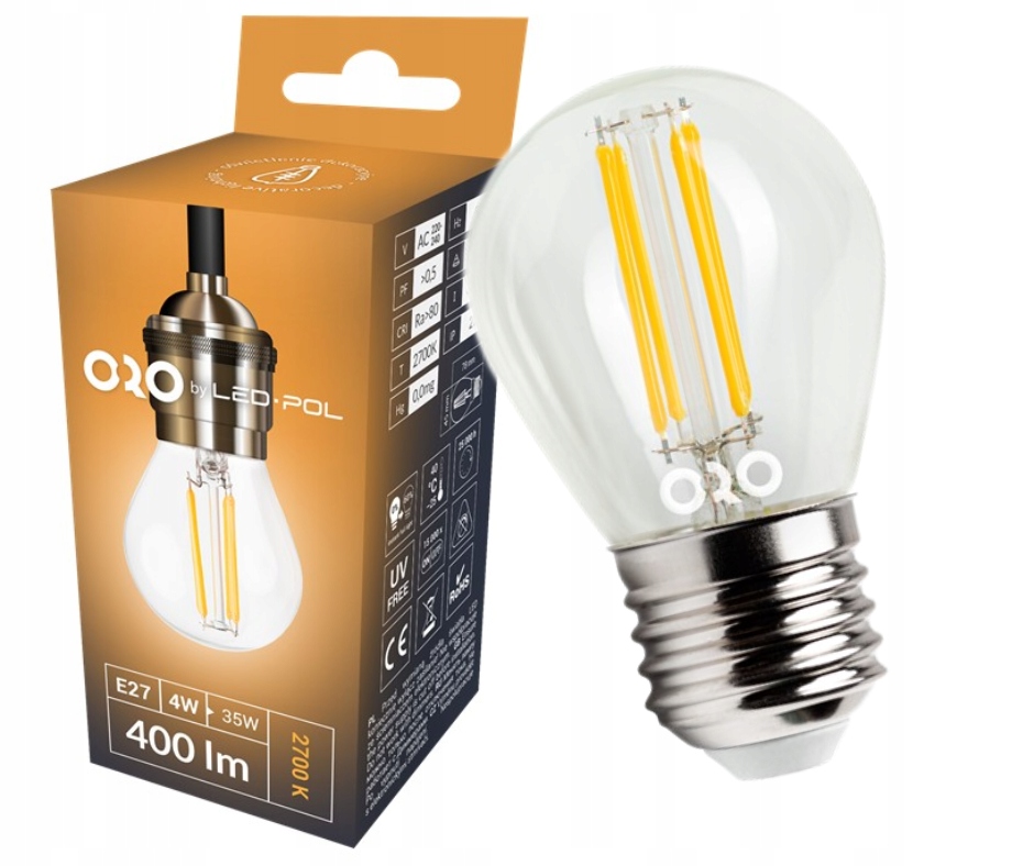 

Żarówka Dekoracyjna E27 4W 400LM Szkło 3K Ledpol