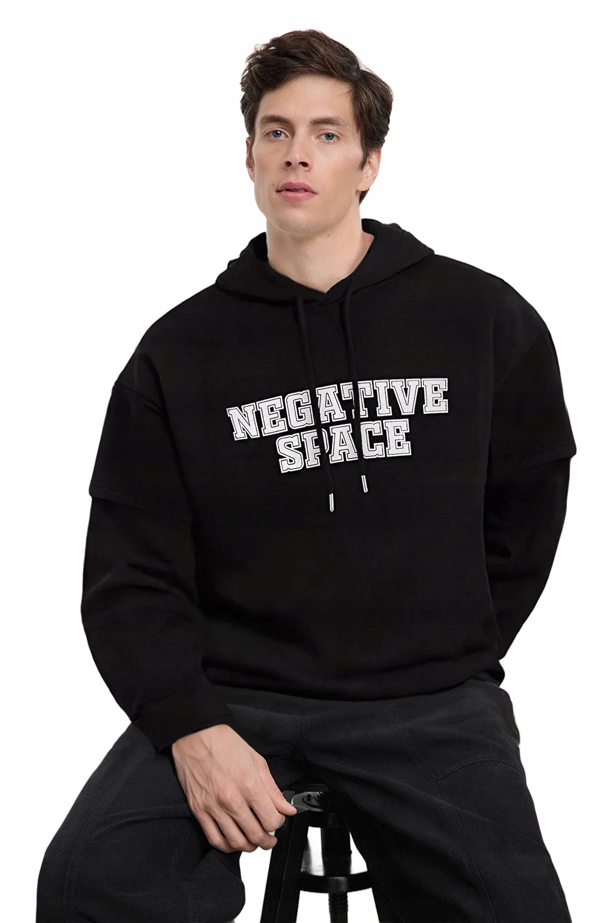 Trendyol Man Černá Pánská Mikina S Kapucí S Potiskem Na Přední Straně M 5DA