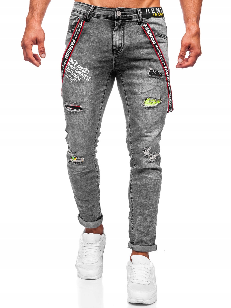 Pánské Džínové Kalhoty S Slim Fit Šlemi Černé KX968-C DENLEY_28/XS