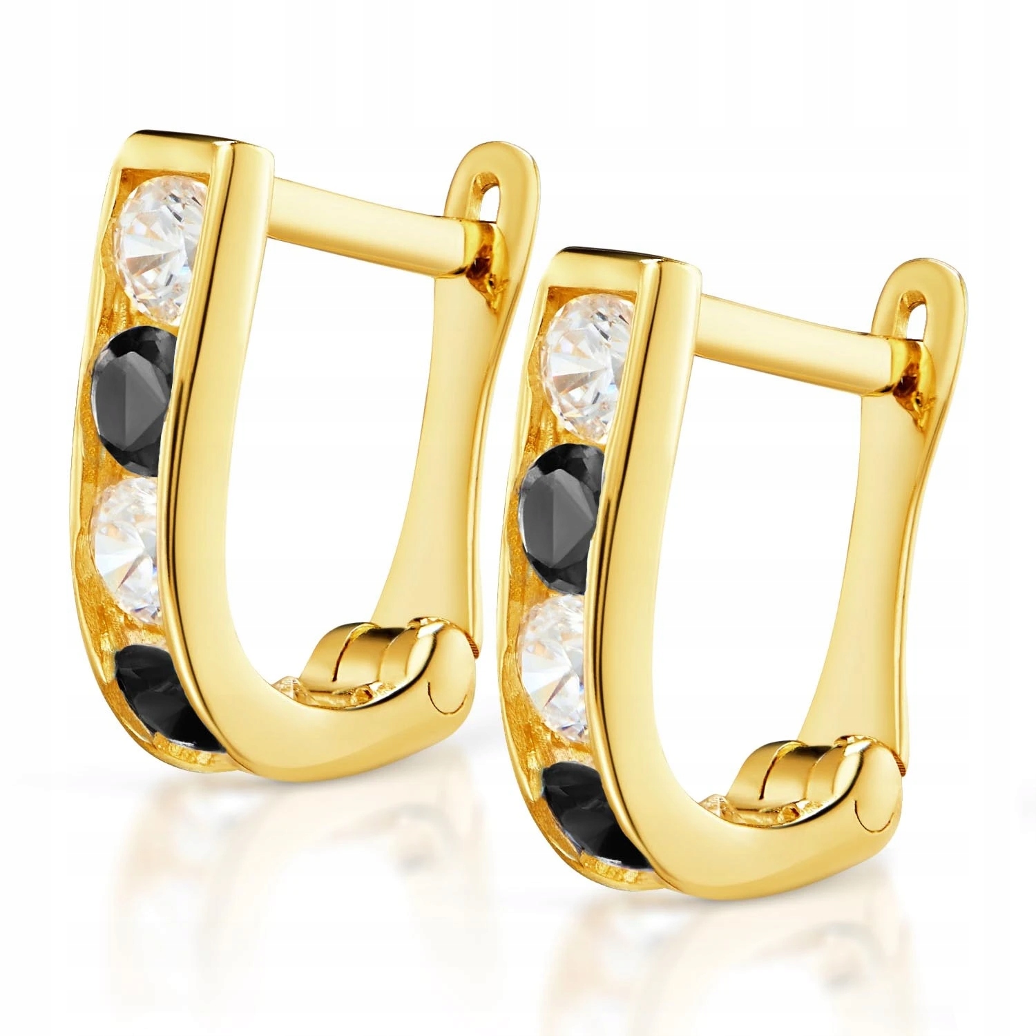 Zlaté náušnice s černými zirkony ryzost 585