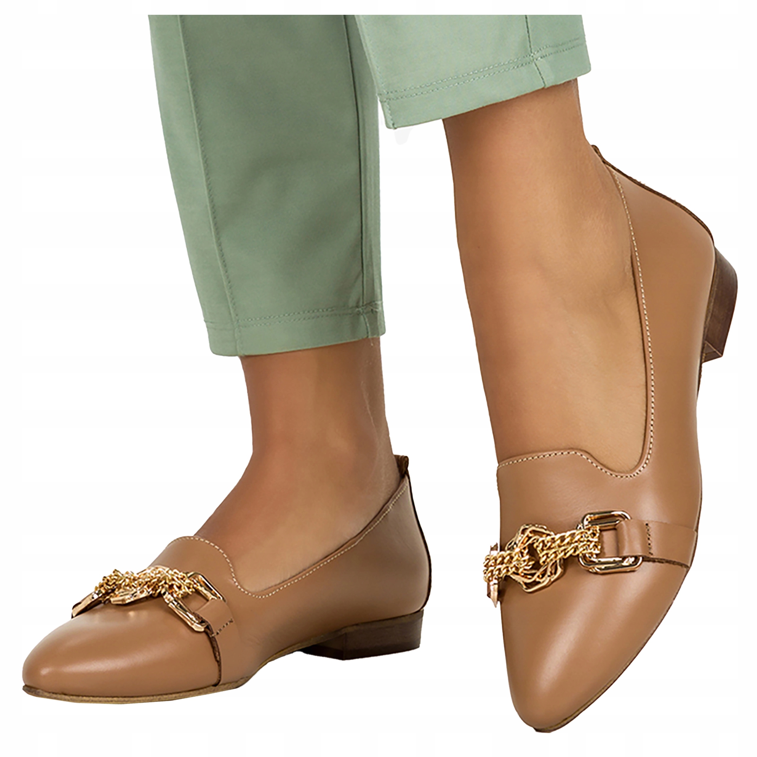 Polobotky Lordsy Kožené Dámské Nazouvací Se Zlatou Ozdobou Polský Výrobek vel. 38